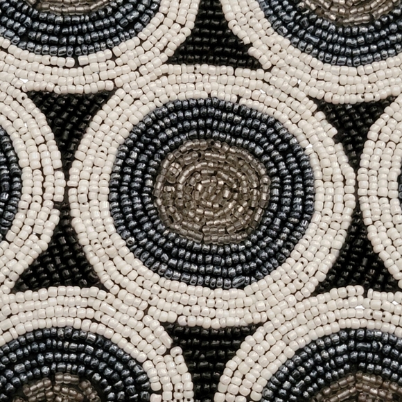 Beaded Evening Clutch Wristlet Blue Black White Clear beads - Picture 5 of 9